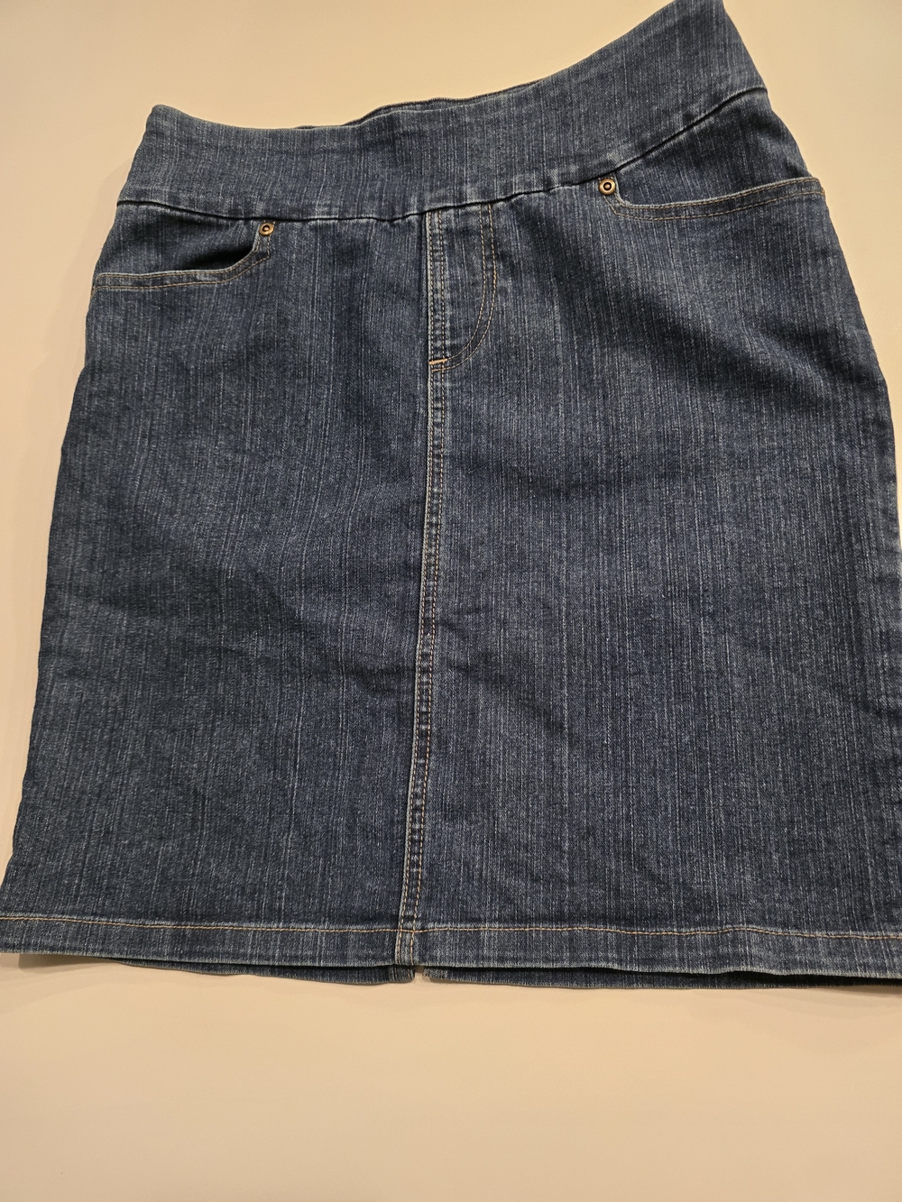 0053-Jessica Dark Blue Denim Midi Skirt